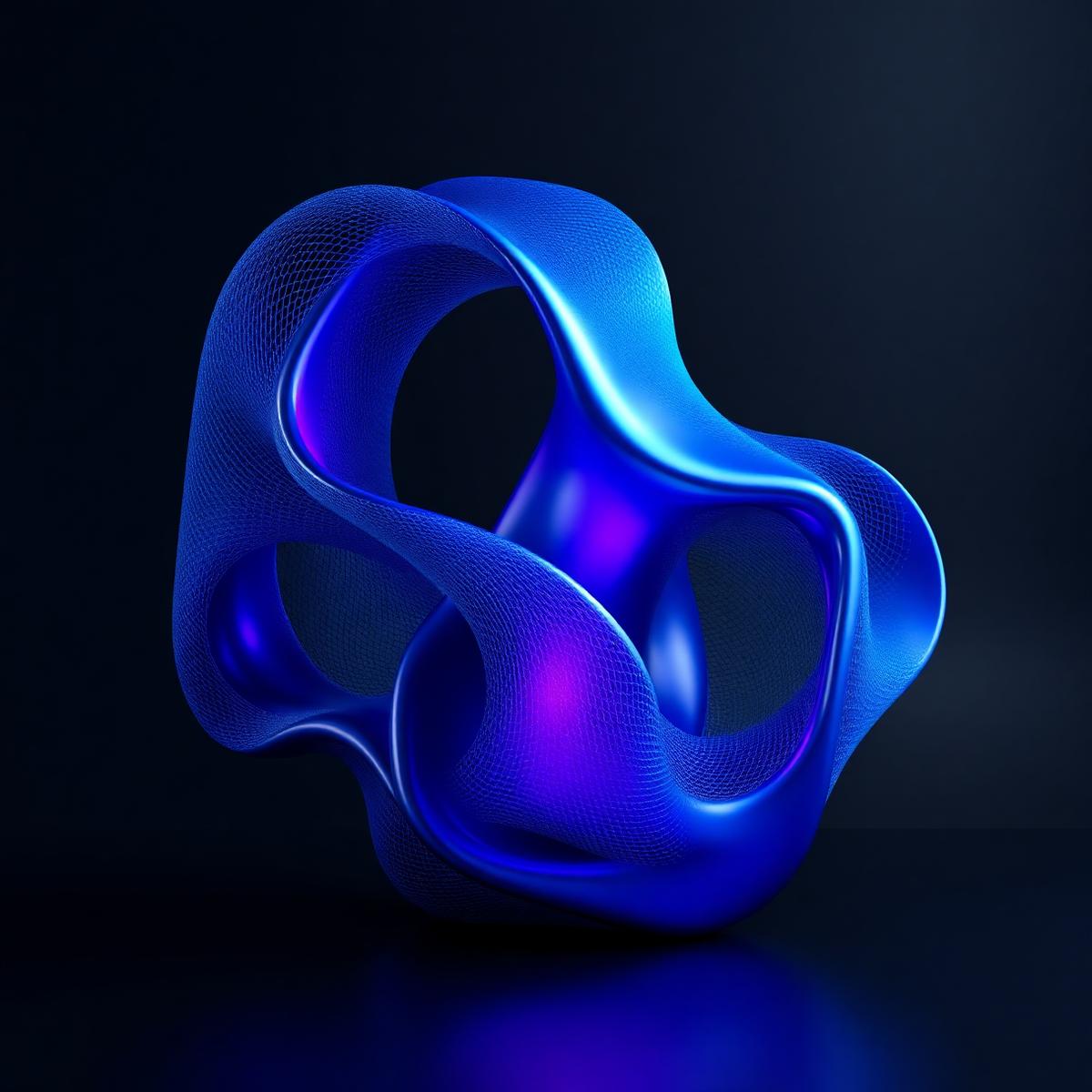 Abstract mesh sculpture representing premium design and AI